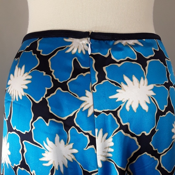 Susan Bristol blue floral print silk A-line skirt - Picture 3 of 4